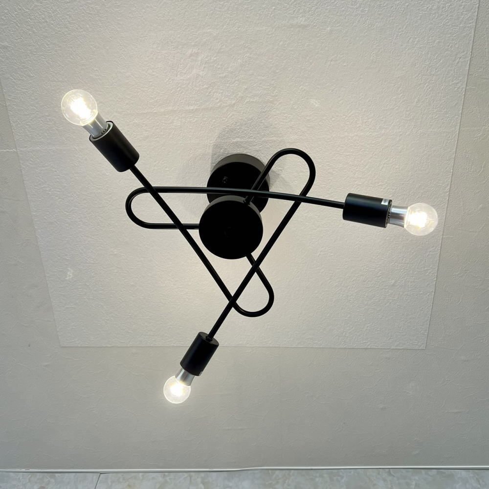 【LED付き！】引掛けシーリング対応 LED 3灯 シンプル ブラック アイアン シーリングトライト 直径53cm PSE認定 送料無料 led 安い 北欧_画像5