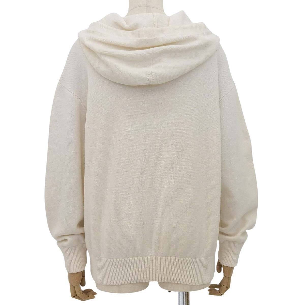 シャネル LA PAUSA ニット フーディ セーター P60 パーカー ココマーク 38 カシミヤ オフホワイト 黒 赤 40802155479【アラモード】_画像2