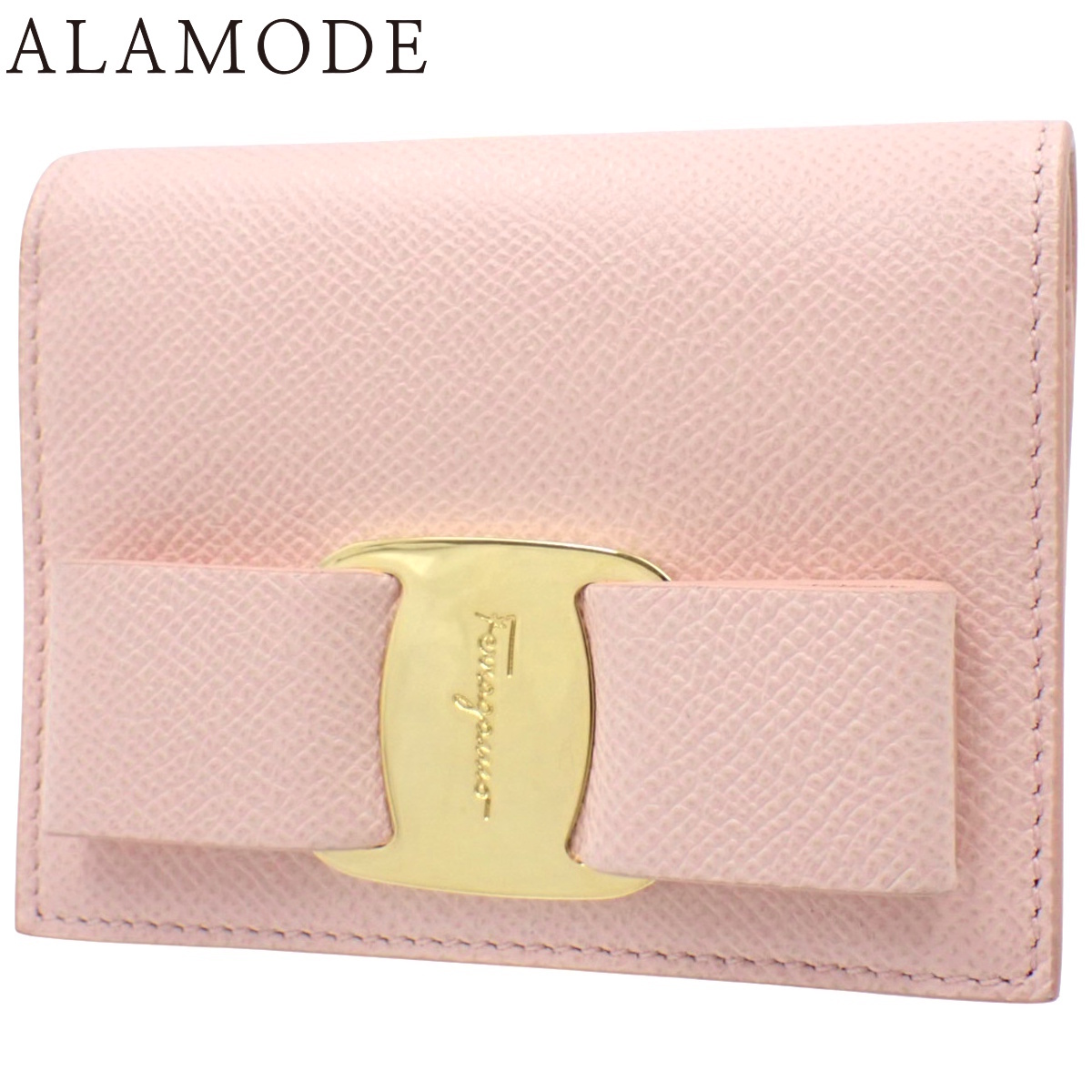 Salvatore Ferragamo( Ferragamo )vala лента двойной бумажник compact бумажник кожа розовый 22D515 40802158248[ a la mode ]