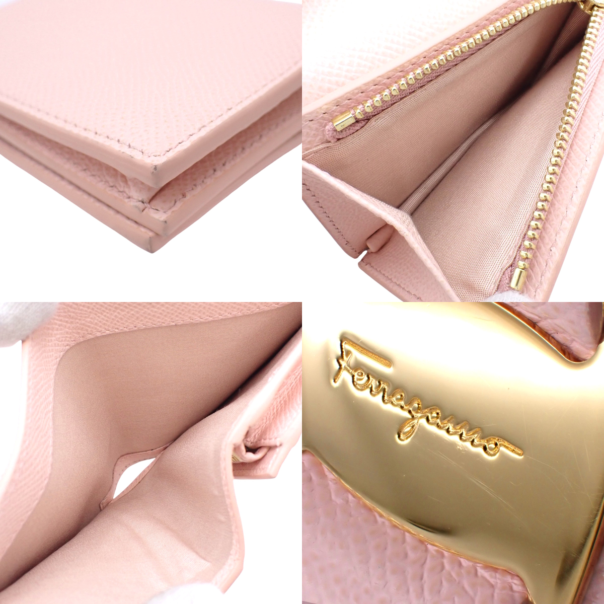 Salvatore Ferragamo( Ferragamo )vala лента двойной бумажник compact бумажник кожа розовый 22D515 40802158248[ a la mode ]