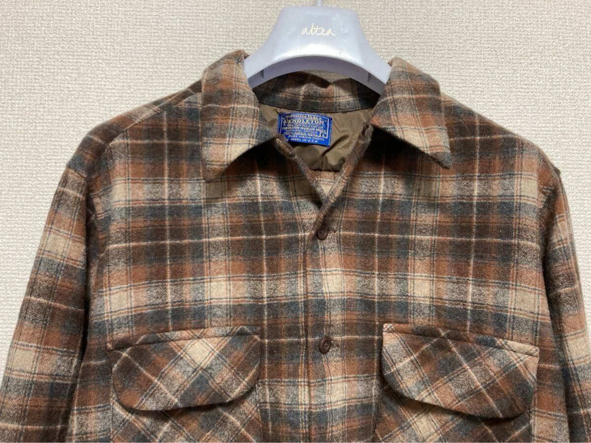 70's PENDLETON ペンドルトン ボードシャツ オンブレチェックシャツ オープンカラーシャツ USA製 /シャドー L ヴィンテージ Vintage wool_画像1