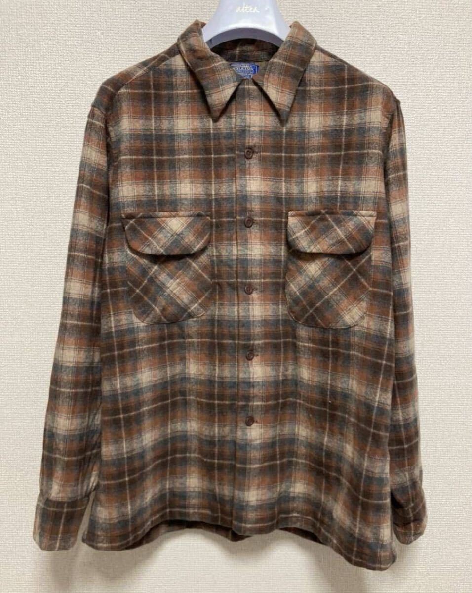70's PENDLETON ペンドルトン ボードシャツ オンブレチェックシャツ オープンカラーシャツ USA製 /シャドー L ヴィンテージ Vintage wool_画像2