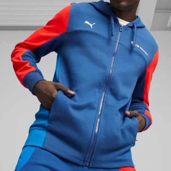 プーマ BMW コラボ フルジップフーディー USサイズL (XL相当) ネイビー/ブルー/レッド 紺 青 赤 モータースポーツ スウェット パーカー_画像1