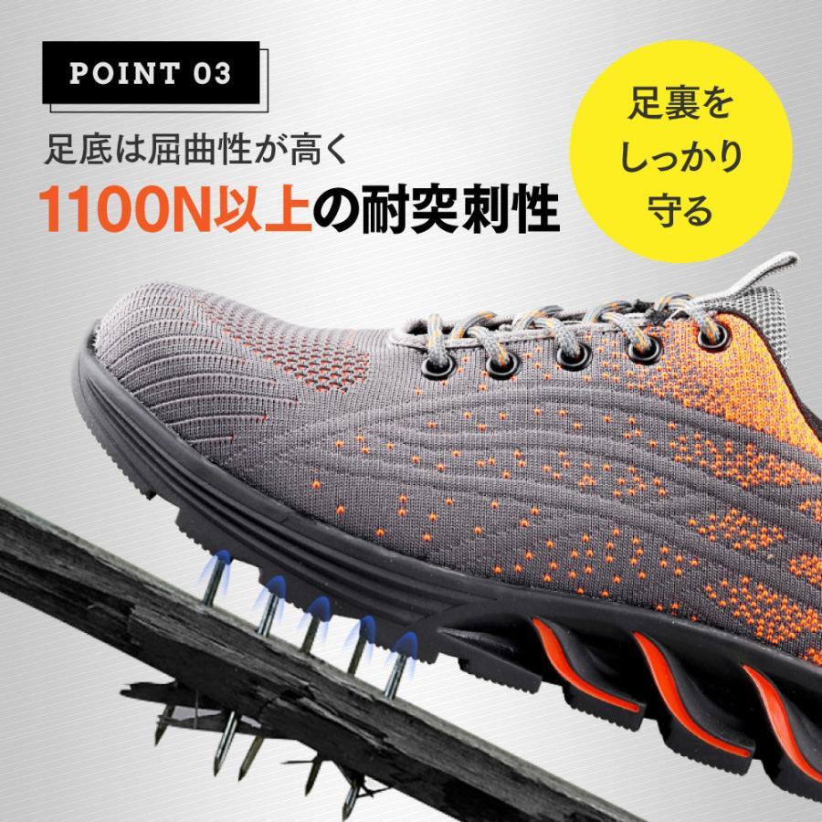 安全靴 防水 軽量 メンズ レディース スニーカー ワーク シューズ 作業靴 ワークブーツ 耐摩耗 滑らない おしゃれ JHB0188 オレンジ26cm_画像6