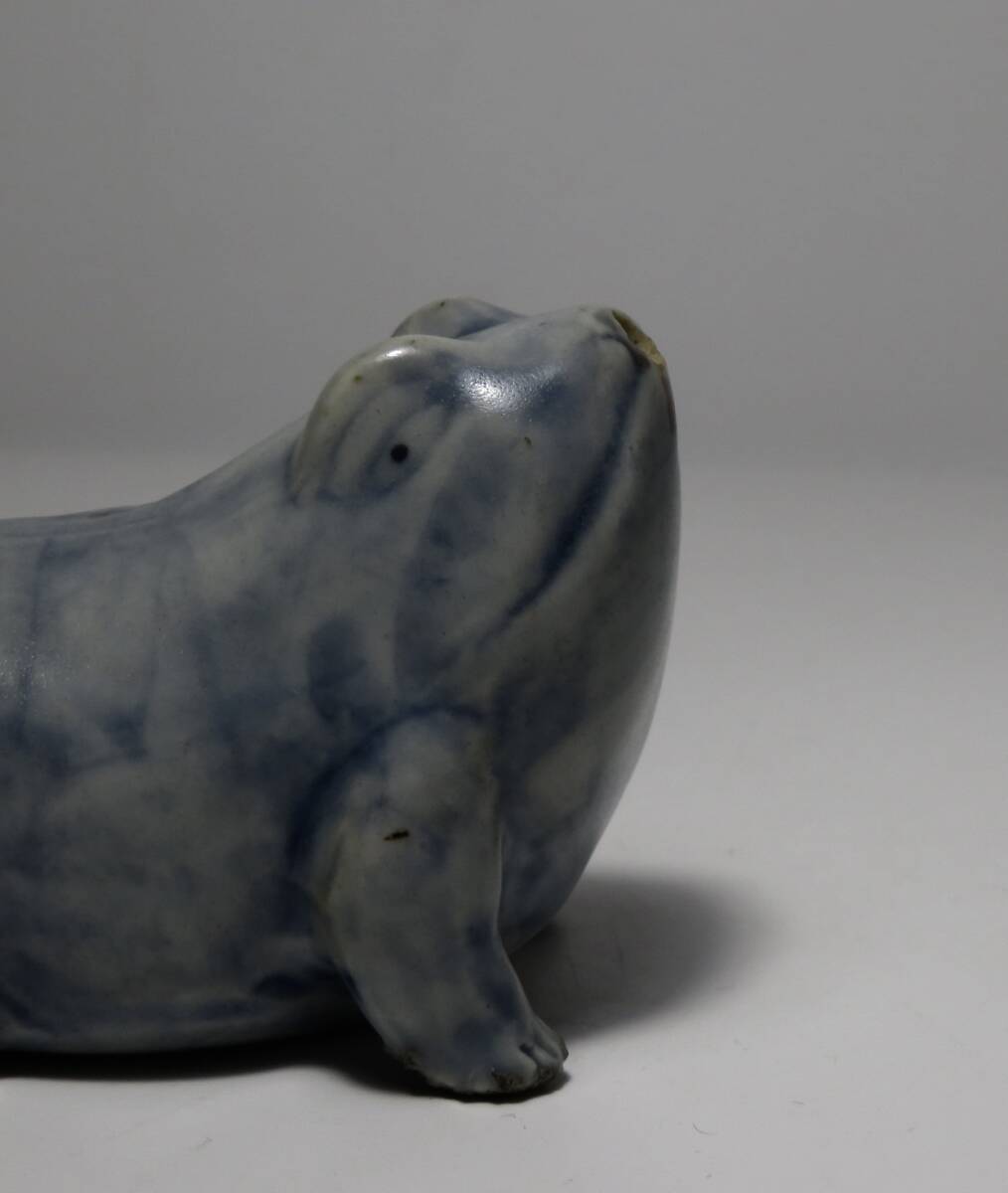 韓国美術 李朝 瑠璃釉 蛙形水滴 辰砂 時代物_画像7