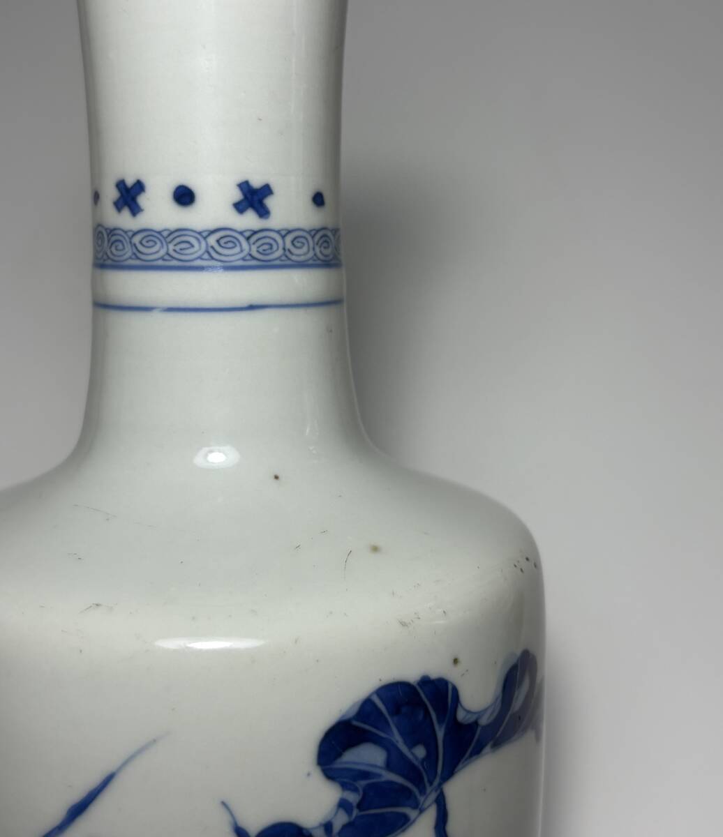 中国美術 清代 青花花鳥紋 棒槌瓶 康熙「旭日東昇・一路連科・花開富貴」時代物_画像6