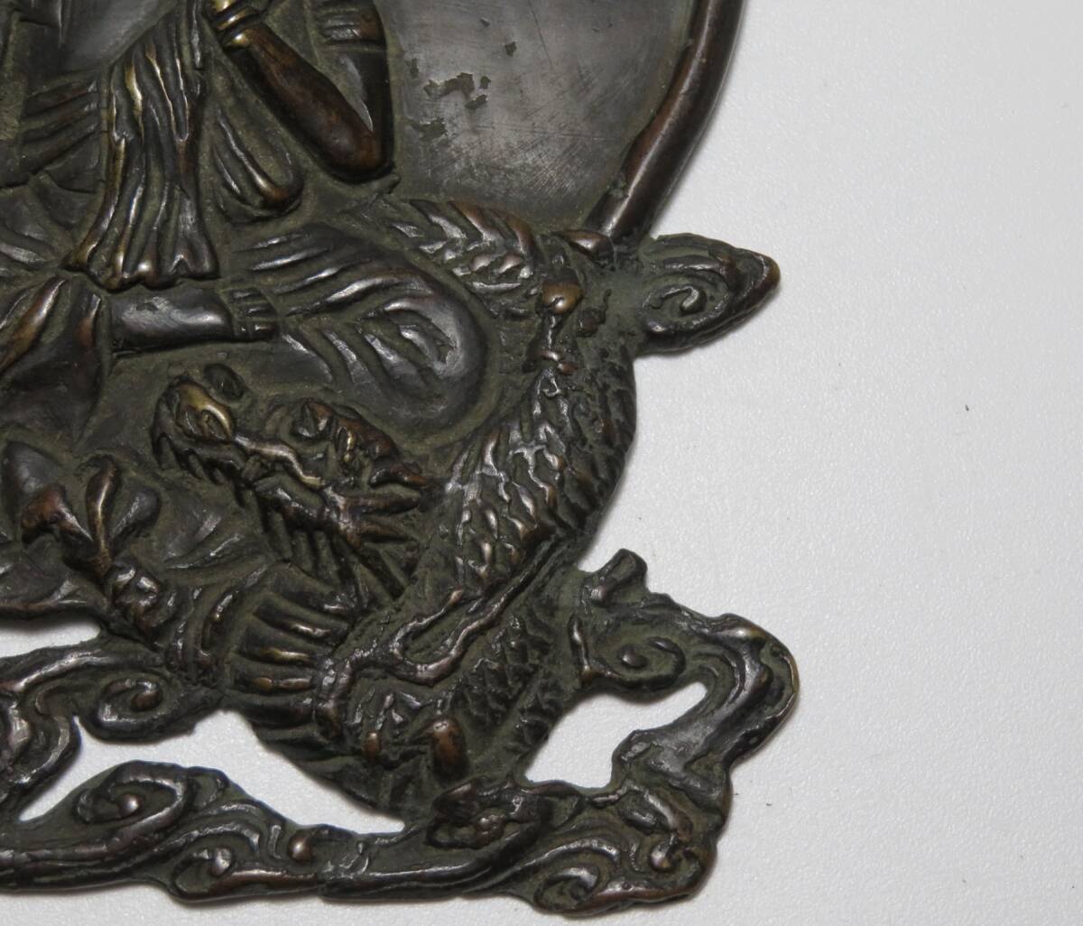 仏教美術 銅製 観音 銅板 銅鏡 銅観音像掛件 時代物 中国  _画像7