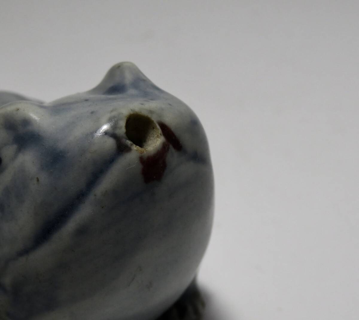 韓国美術 李朝 瑠璃釉 蛙形水滴 辰砂 時代物_画像6