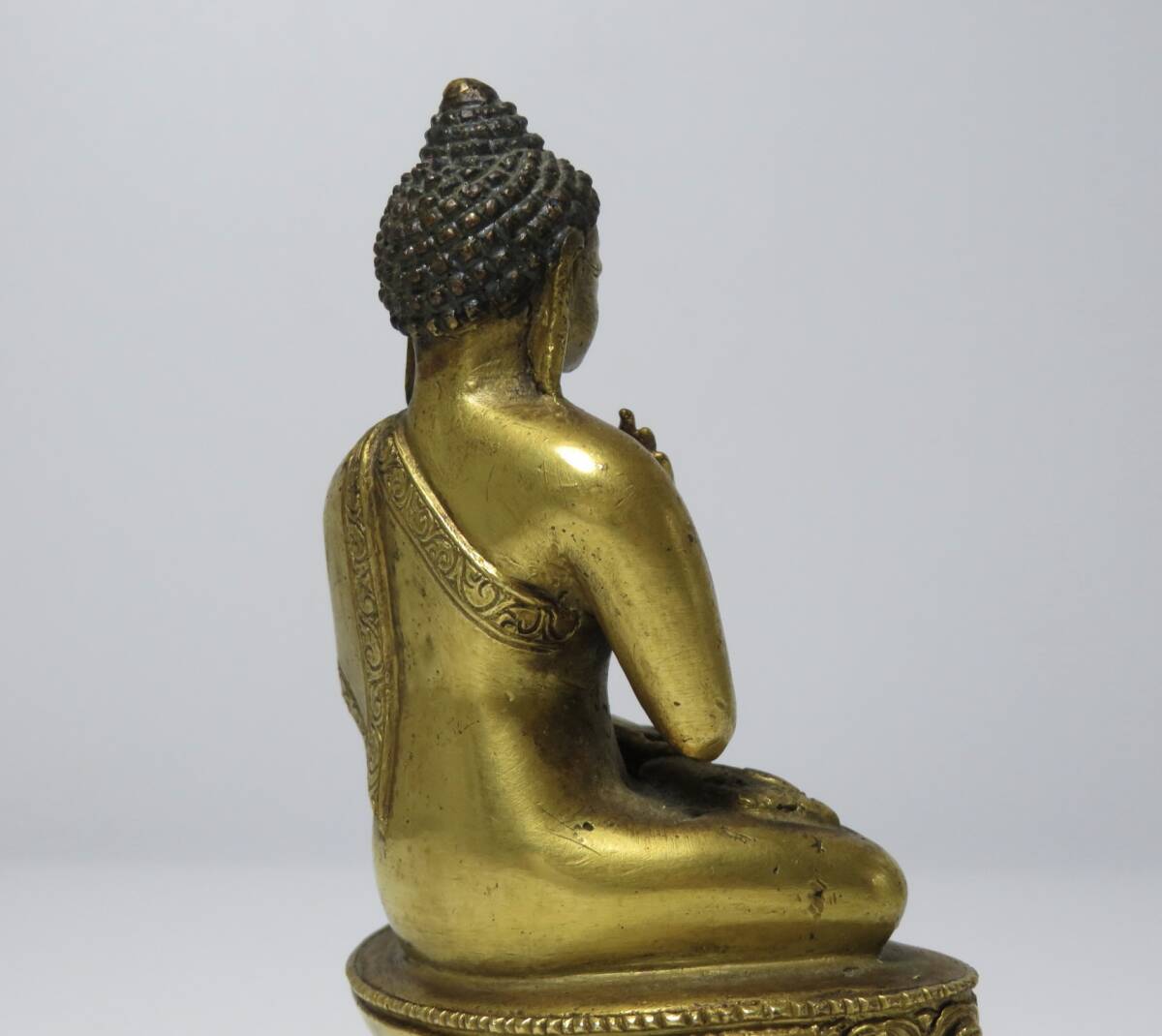 仏教美術 十六世紀 古銅製 仏像 銅金釋迦牟尼佛 時代物 乾隆 雍正 _画像9