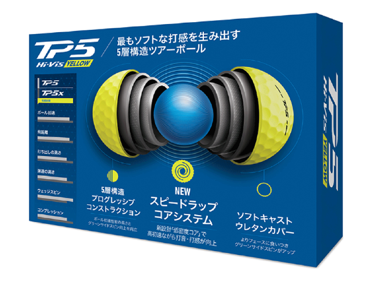 新品■テーラーメイド■2024.2■NEW TP5■イエロー■2ダース■ソフトで心地いいサウンドと、圧倒的なボール初速を実現■正規品_画像3