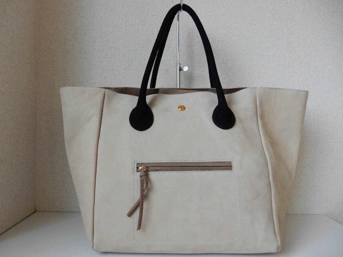 本革☆MAISON DE REEFUR(メゾンドリーファー)☆A4対応☆トートバッグ ライトベージュ(金具ゴールド)_画像1