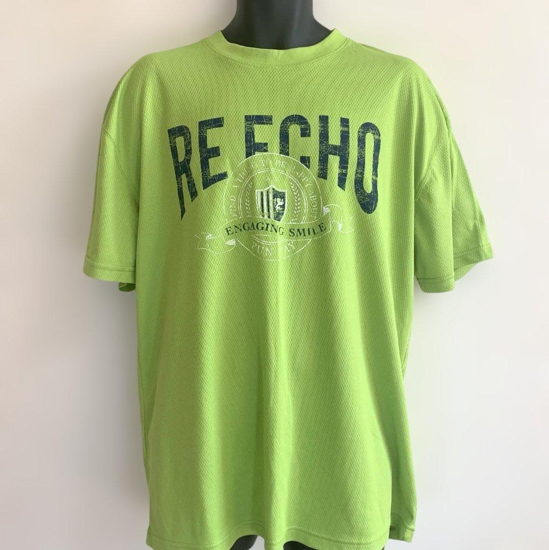 古着美品 3L ライムグリーン Tシャツ 半袖 RE ECHO メンズ 大きい_画像1