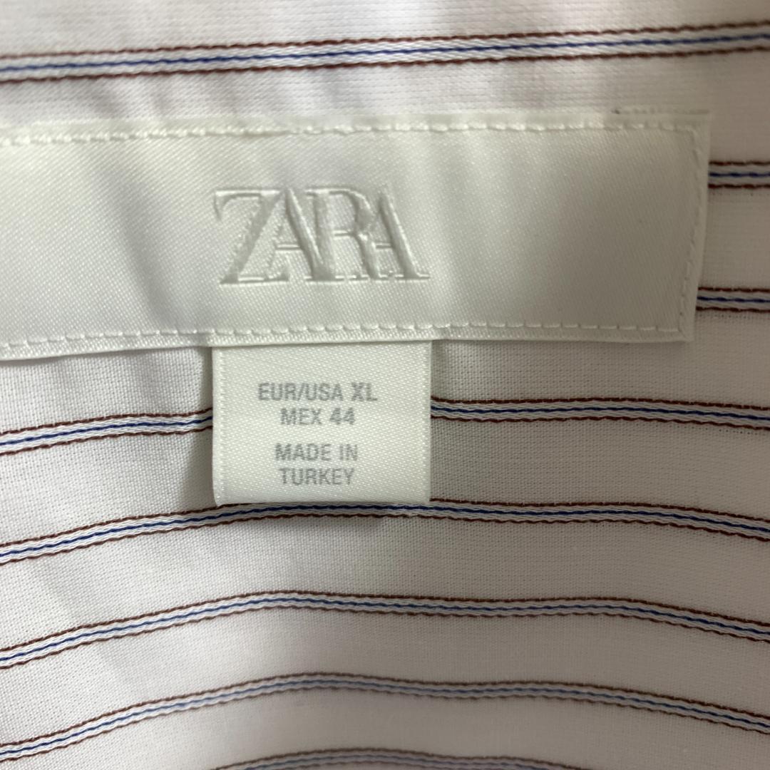 ザラ ZARA 新品 ストライプシャツ 白 XLサイズ タグ付き 秋物コーデ_画像8