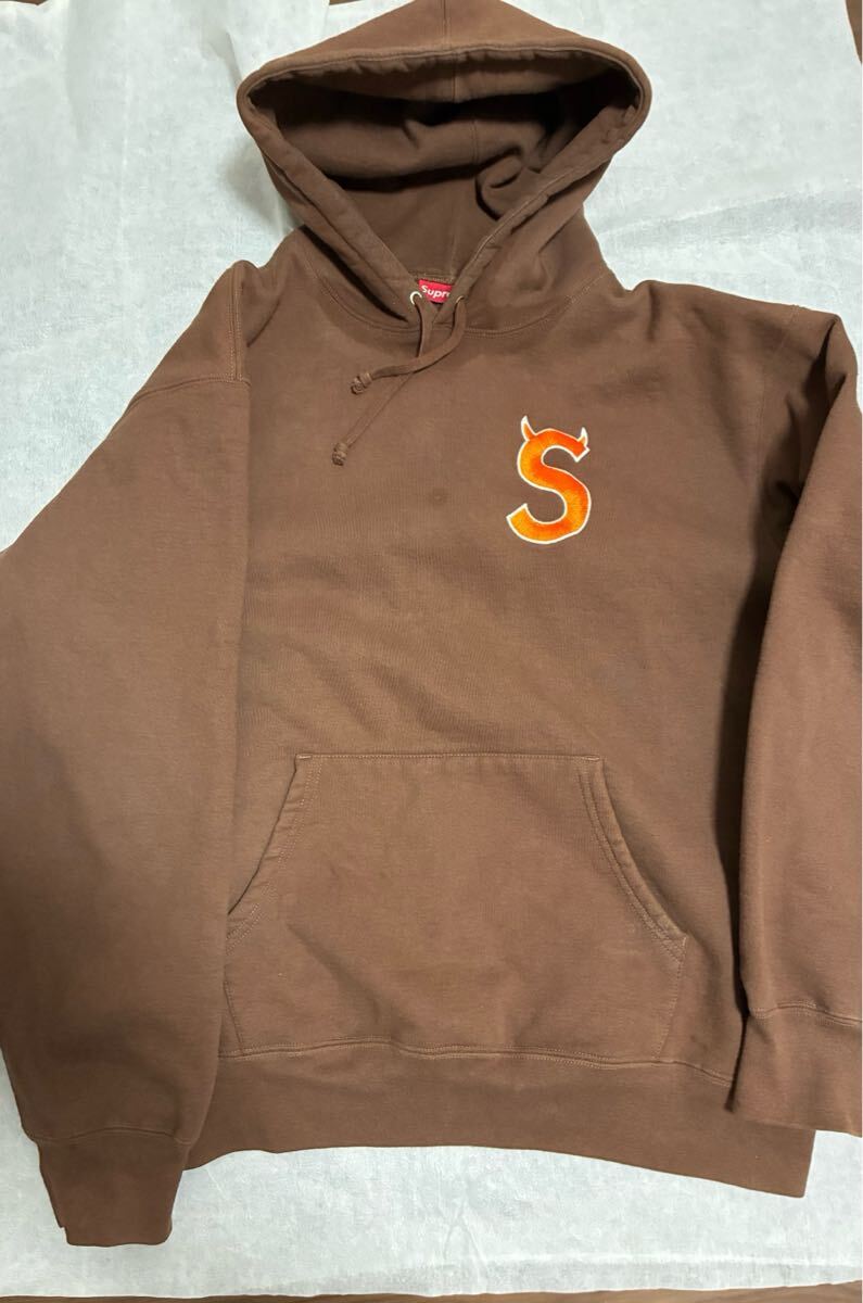 【堀米雄斗さん着用】SUPREME シュプリーム S デビル ツノ Sロゴ パーカー XL ブラウン Hooded Sweatshirt_画像1
