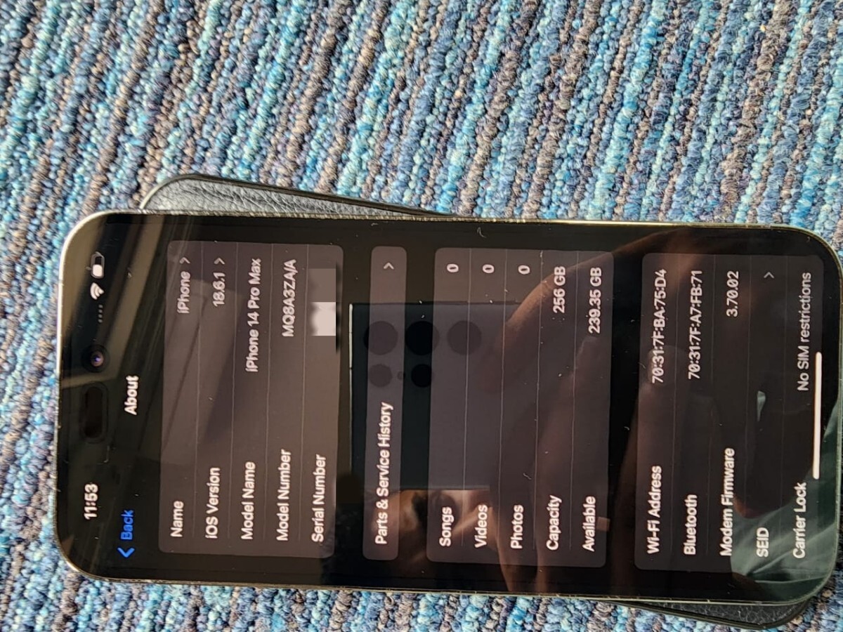 Apple iPhone 14 Pro max 256GB ディープパープル SIMフリー バッテリー79%_画像7