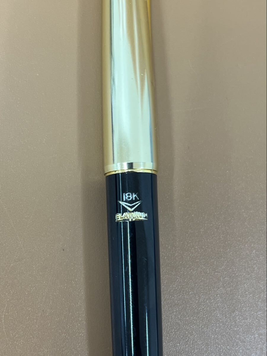 ★美品★PLATINUM プラチナ ペン先 18K 18金万年筆 筆記用具 文房具 ステーショナリー ブラック×ゴールドGSA103101_画像3