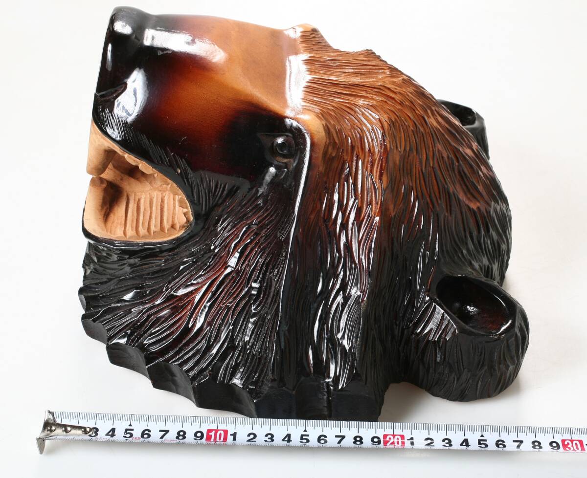 木彫り 熊 壁掛け 9号 昭和新山 昭和57年 北海道 民芸品 彫刻 _画像9