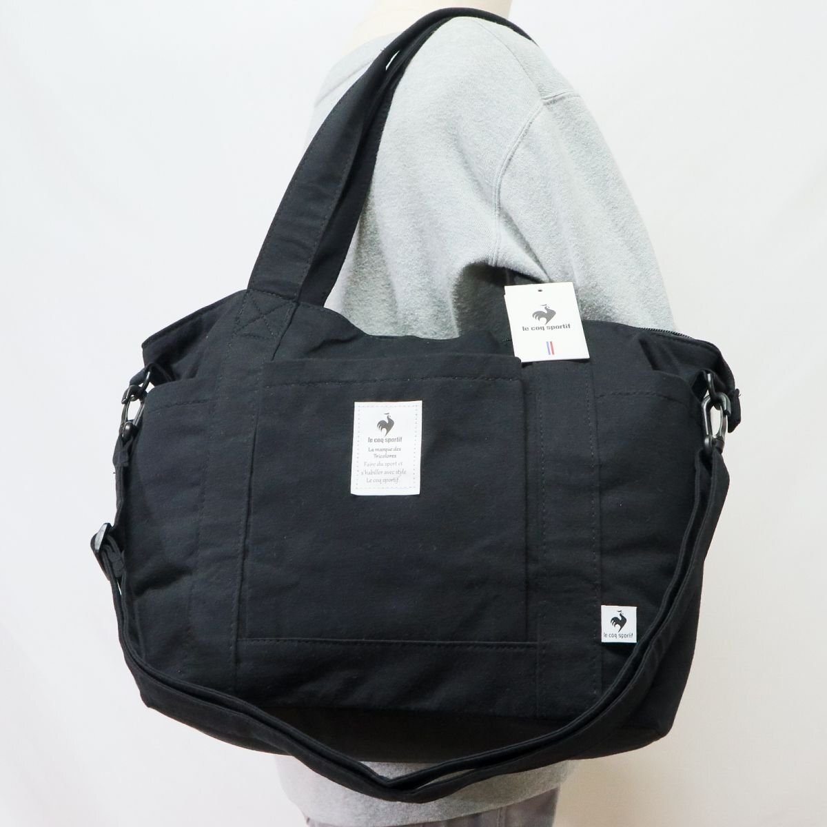 ルコック le coq sportif 新品 便利 ポケットいっぱい シンプル ショルダー トートバッグ BAG 鞄 バッグ 黒 [36237-001] VCXZ_画像2