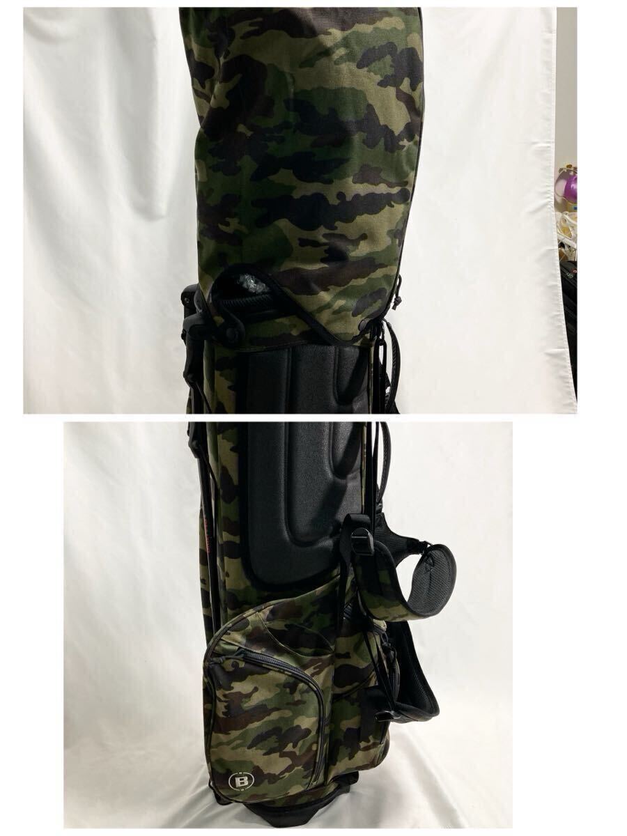 美品 ブリーフィング BRIEFING CR-4 キャディバッグ ゴルフバッグ GOLF スタンド カモフラ 迷彩 デカロゴ 2way キャンバス カーキ 緑 5分割_画像7