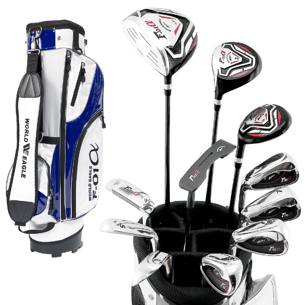 F-01α Cross модель мужской Golf комплект клюшек подставка сумка есть левый выгода . для сумка : белый голубой цвет / Flex S[63619]