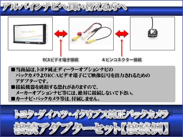 即納 トヨタ イクリプス ダイハツ 純正バックカメラ を 700W 700D 出力変換アダプター 接続カプラ RCA set