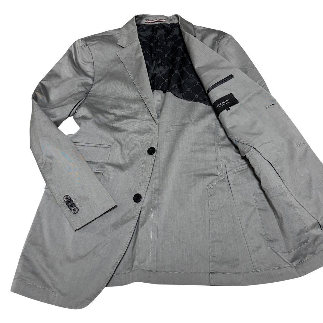 美品 BURBERRY バーバリーブラックレーベル テーラードジャケット モノグラム グレー モノグラム 2B サイドベンツ ロゴボタン 1円スタート_画像1