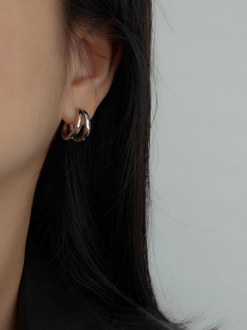 ピアス 2個セット フープピアス シルバー ブラック メンズ レディース ユニセックス シンプル_画像2