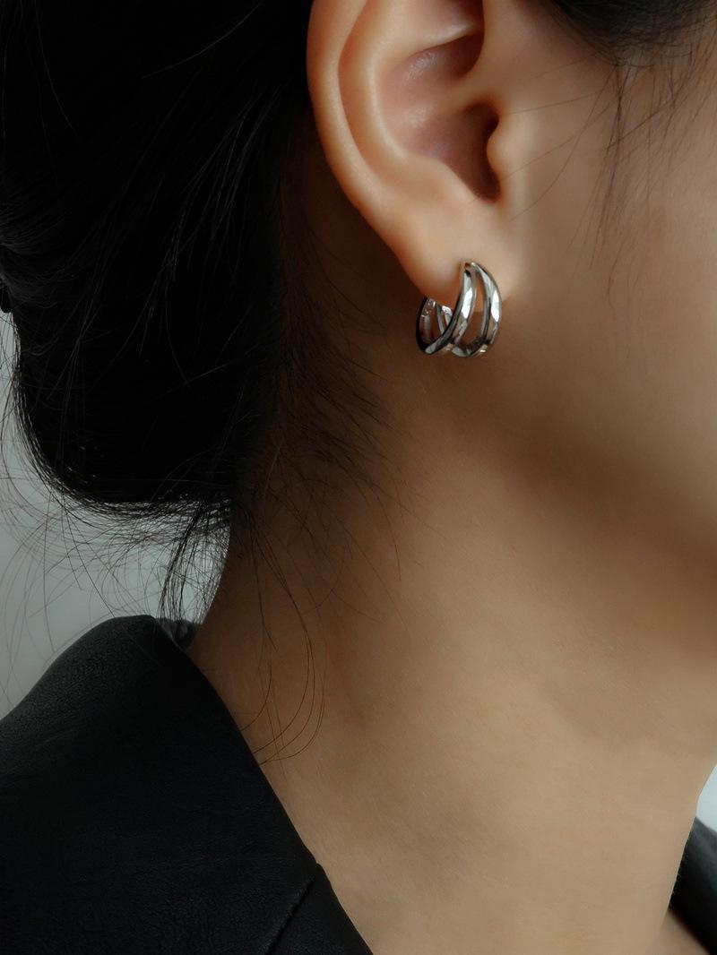 ピアス 2個セット フープピアス シルバー ブラック メンズ レディース ユニセックス シンプル_画像3
