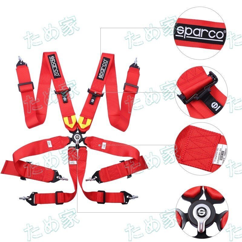最新◆６点式 3+2インチ FIA シートベルト SPARCO 安全ベルト レース専用 腰ベルトアジャスター付 スパルコ 耐久レースに◆ブルー_画像4