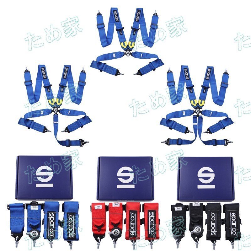 最新◆６点式 3+2インチ FIA シートベルト SPARCO 安全ベルト レース専用 腰ベルトアジャスター付 スパルコ 耐久レースに◆ブルー_画像8