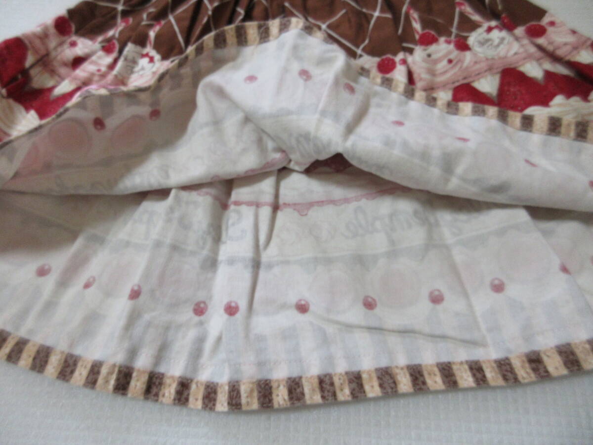 24.Shirley Temple シャーリーテンプル 100 ワンピース ケーキマカロンいちご柄 レース リボン（B97）_画像6