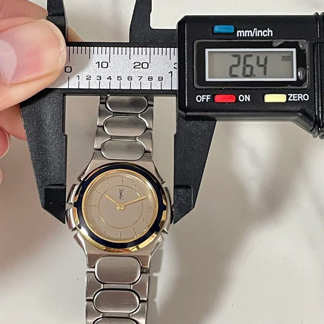 稼動品　YSL イヴサンローラン　ブラック×ゴールド　コンビベゼル　腕時計_画像4