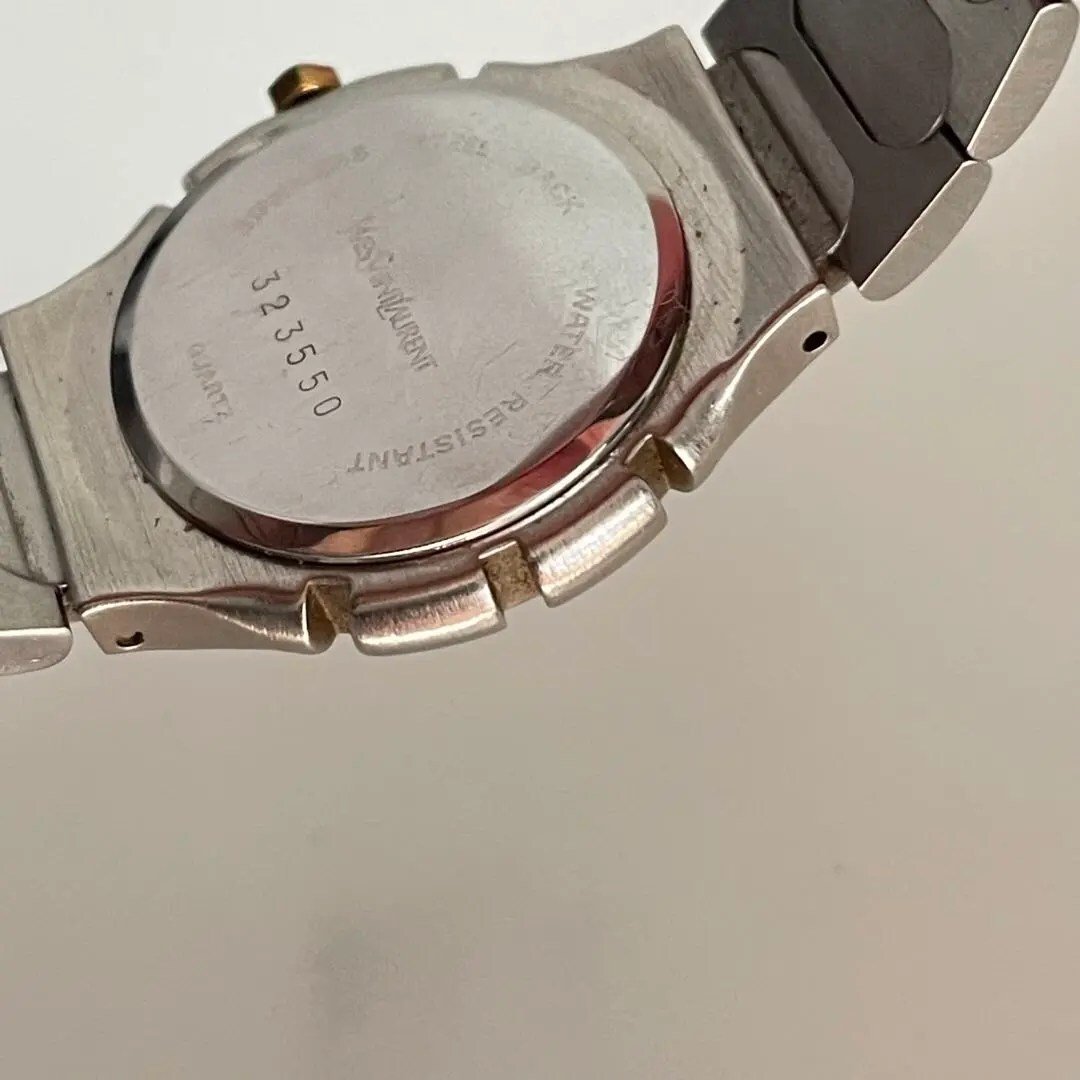 稼動品　YSL イヴサンローラン　ブラック×ゴールド　コンビベゼル　腕時計_画像3