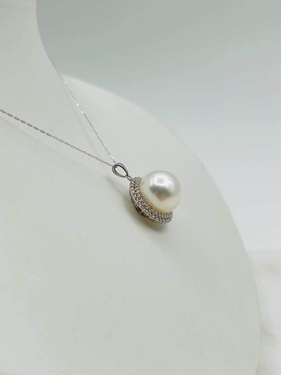 「ビッグサイズ！」真珠 白蝶 パール ヴィーナス ペンダント ネックレス WGK18 14.4mmUP 18金 ホワイトゴールド K18 Venus 維納斯_画像3