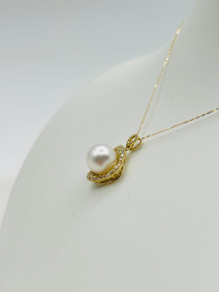 真珠 南洋 白蝶 パール 真珠科学研究所 オーロラヴィーナス ペンダント ネックレス 11.3mm 18金 ゴールド K18 Venus 維納斯_画像4