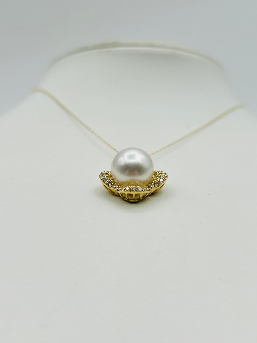 真珠 南洋 白蝶 パール 真珠科学研究所 オーロラヴィーナス ペンダント ネックレス 11.3mm 18金 ゴールド K18 Venus 維納斯_画像5