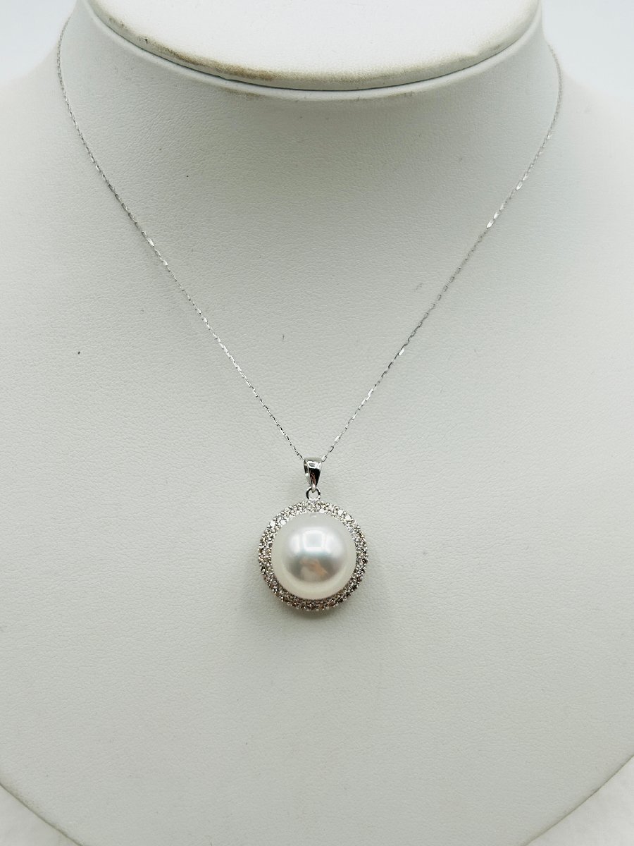 「ビッグサイズ！」真珠 白蝶 パール ヴィーナス ペンダント ネックレス WGK18 14.4mmUP 18金 ホワイトゴールド K18 Venus 維納斯_画像2