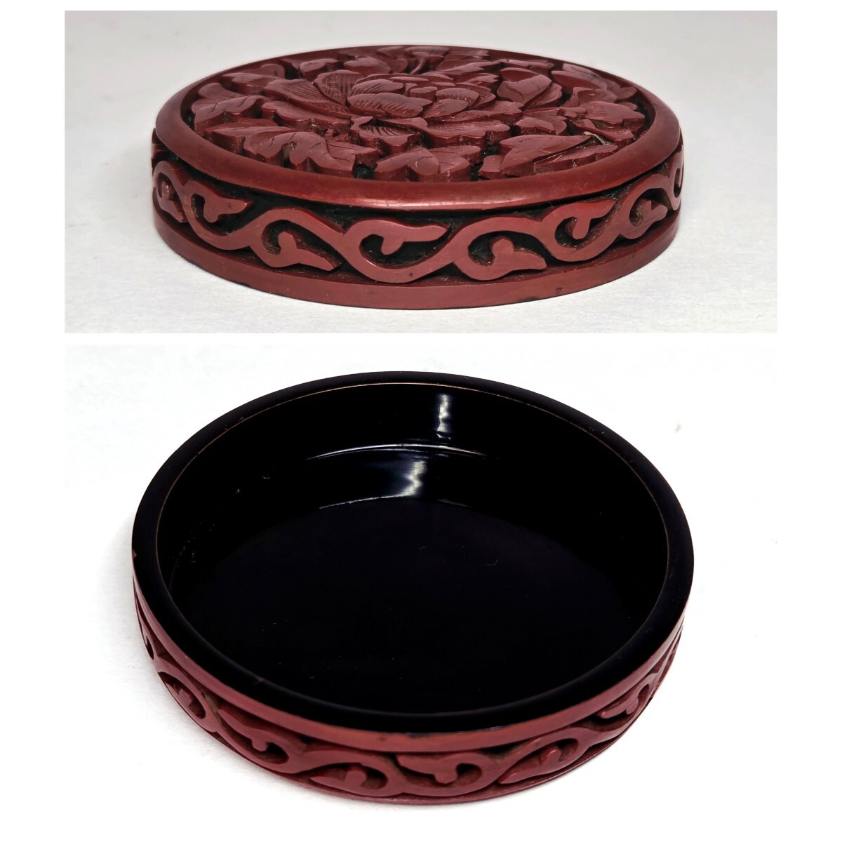 堆朱 香合 香道具 茶道具 樹脂 箱なし No.251011E ★岡山発送★(広島発送品同梱不可)_画像4