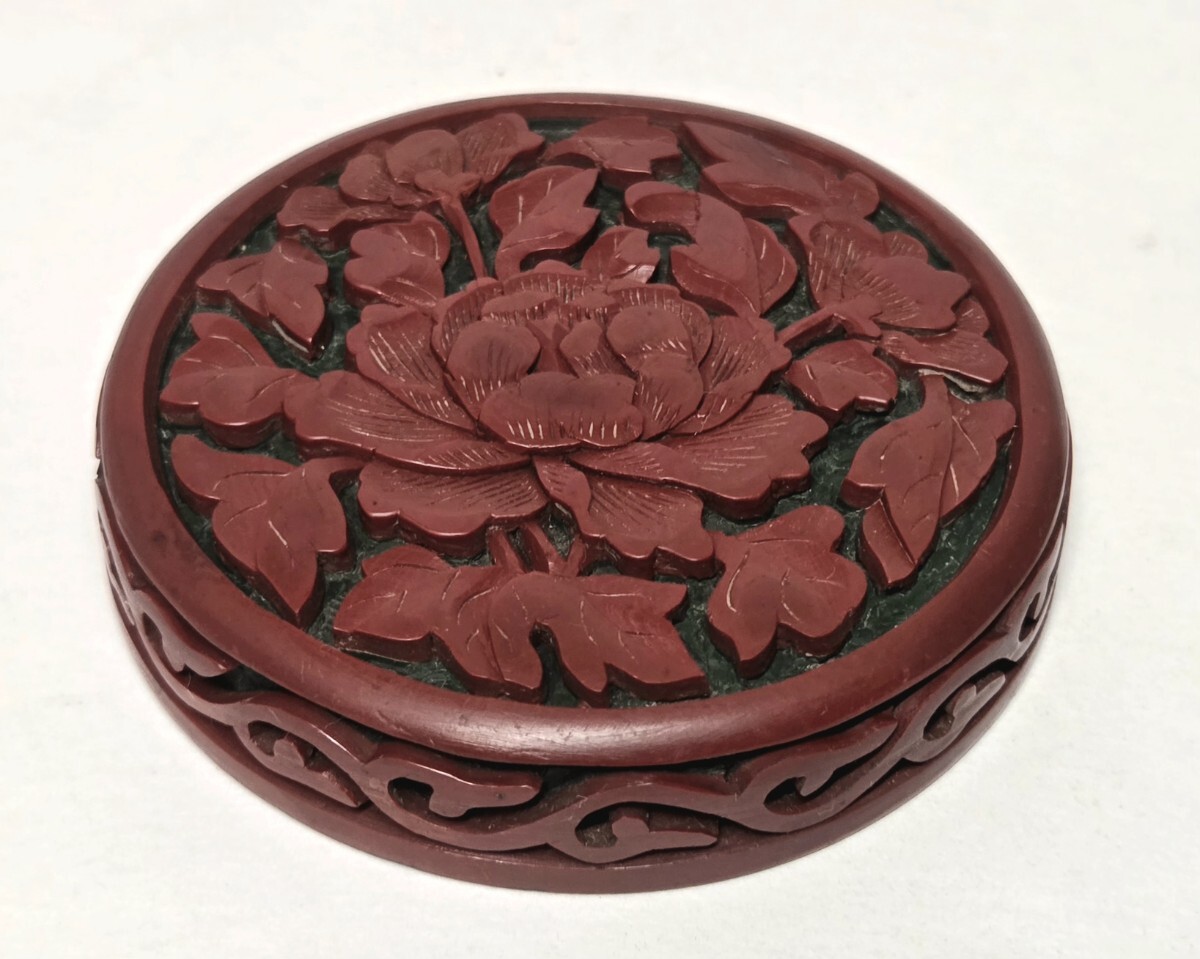 堆朱 香合 香道具 茶道具 樹脂 箱なし No.251011E ★岡山発送★(広島発送品同梱不可)_画像3