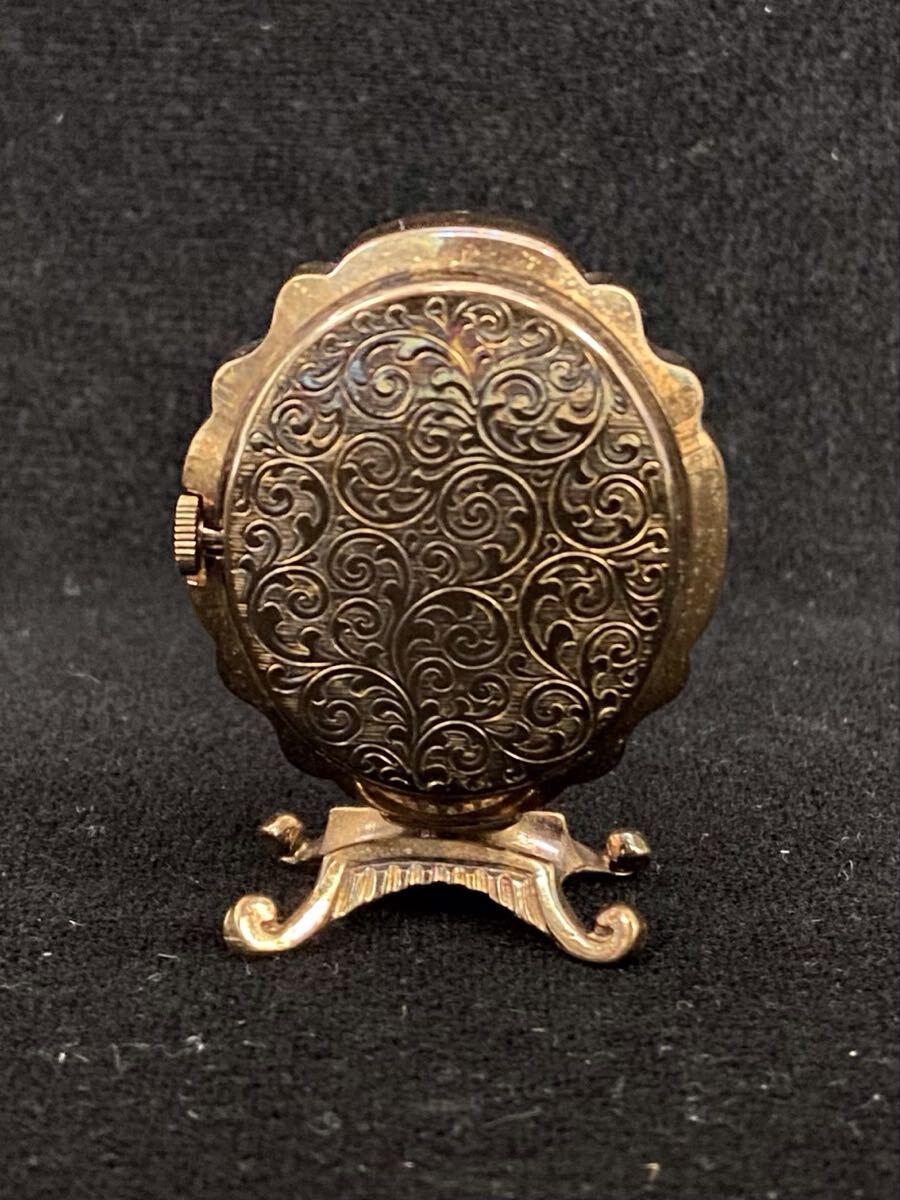 A408★DELMA デルマ クォーツ QZ 置き時計 ゴールド 電池未交換 動作未確認 ジャンク品_画像4