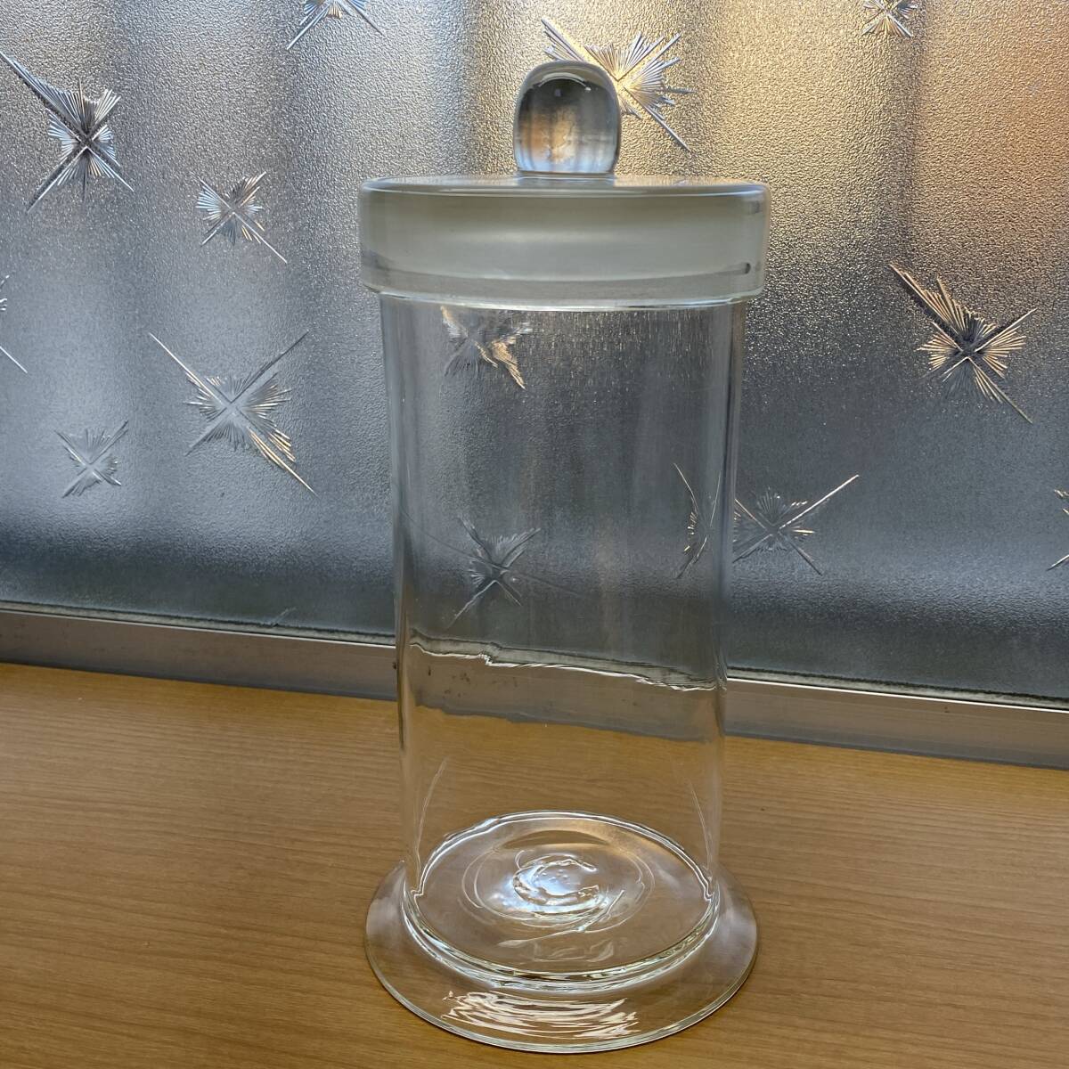 H レトロ硝子 標本瓶 大 蓋付き ガラス瓶 ビンテージ キャニスター ガラス容器_画像1