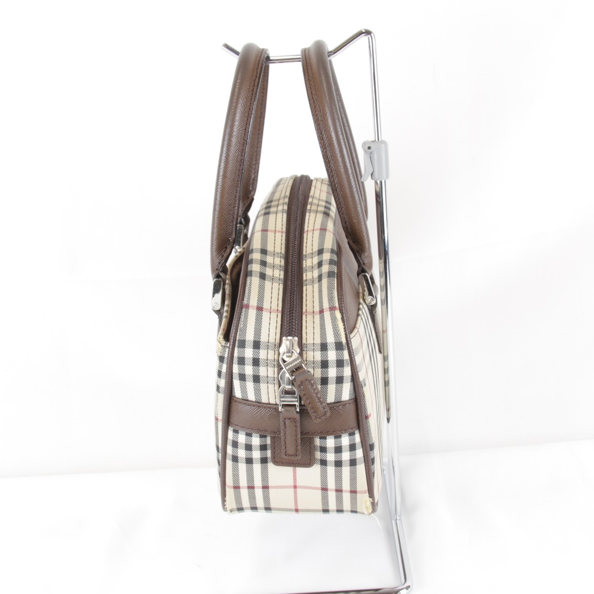 『USED』 BURBERRY バーバリー ミニボストンバッグ ベージュ キャンバス/レザー