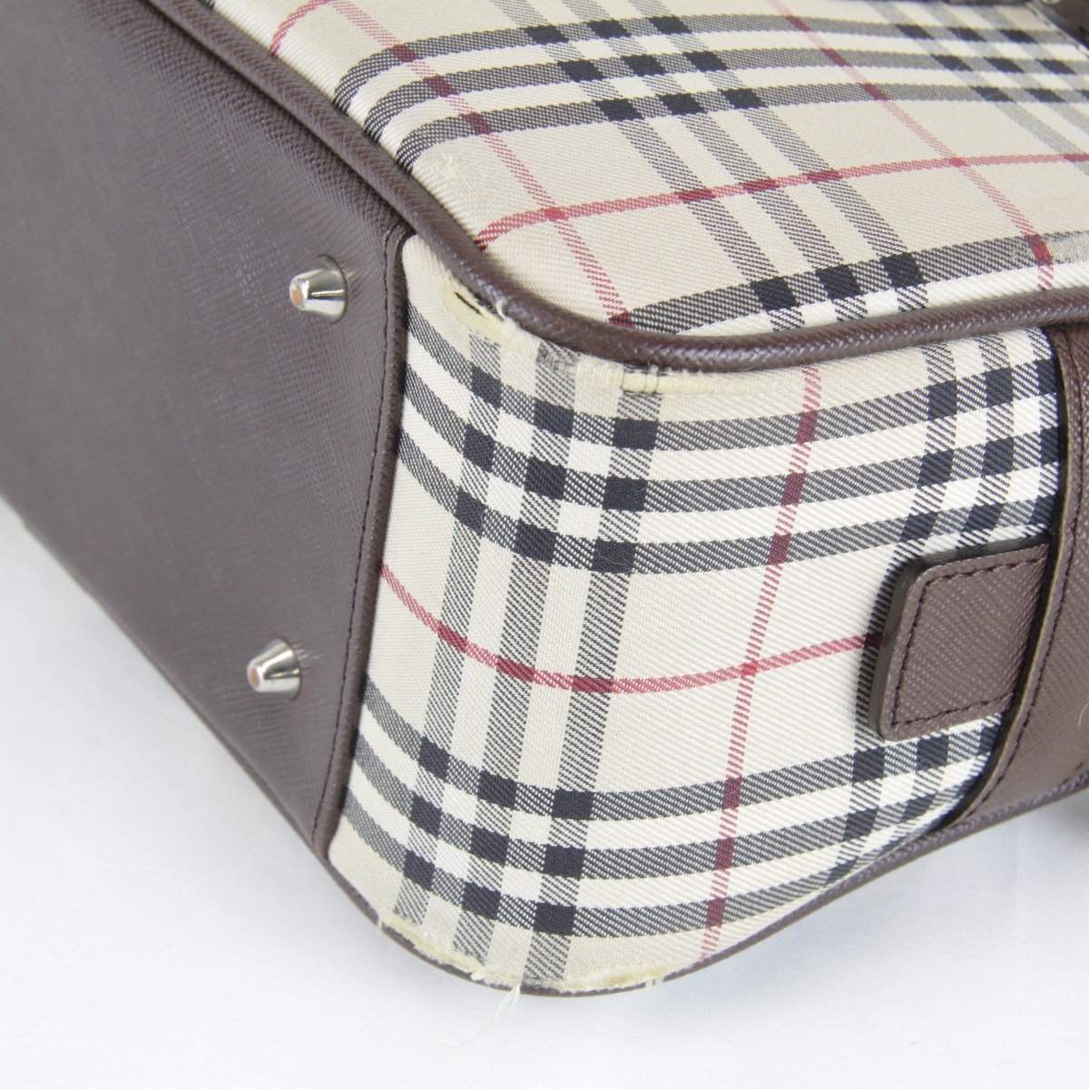 『USED』 BURBERRY バーバリー ミニボストンバッグ ベージュ キャンバス/レザー