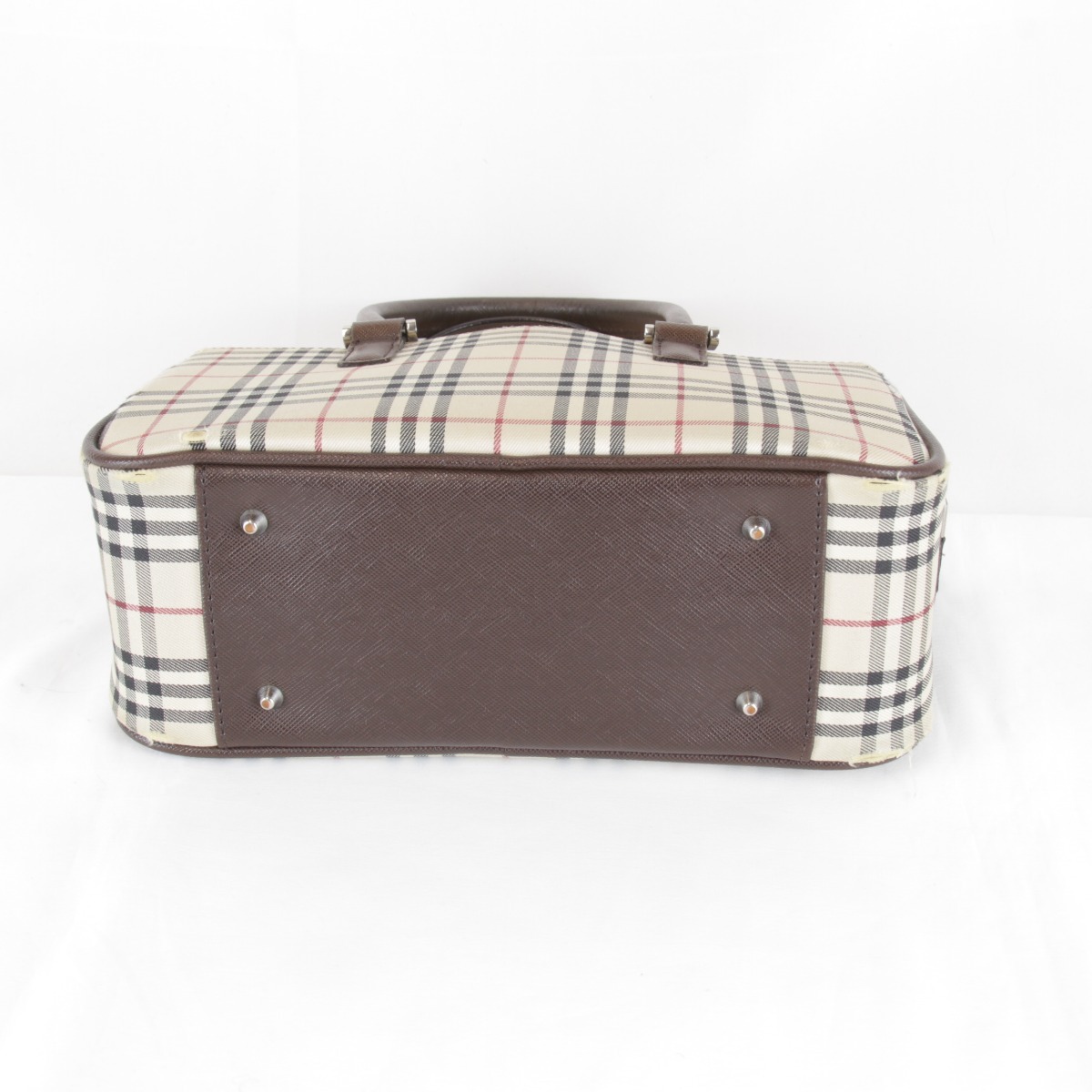 『USED』 BURBERRY バーバリー ミニボストンバッグ ベージュ キャンバス/レザー
