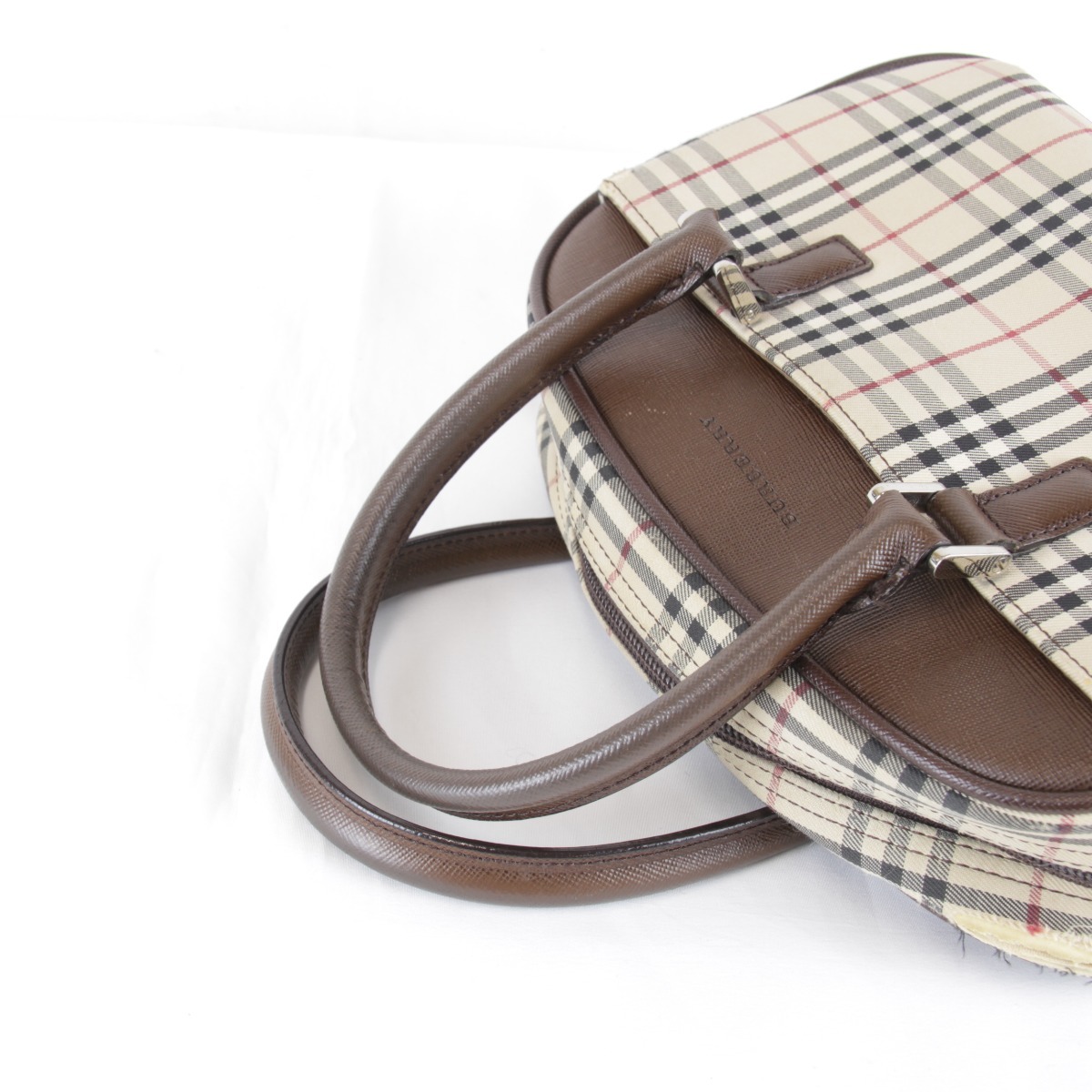『USED』 BURBERRY バーバリー ミニボストンバッグ ベージュ キャンバス/レザー