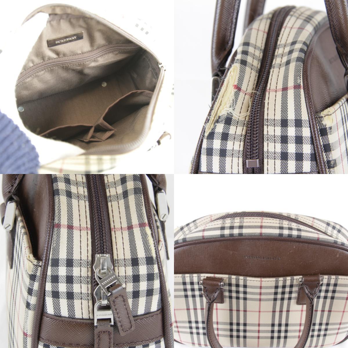 『USED』 BURBERRY バーバリー ミニボストンバッグ ベージュ キャンバス/レザー