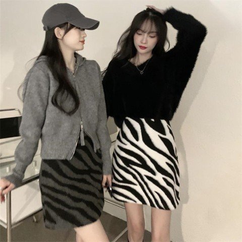 ミニスカート ショート丈スカート ゼブラ柄 シンプル カジュアル タイト レディース 4XL ホワイト