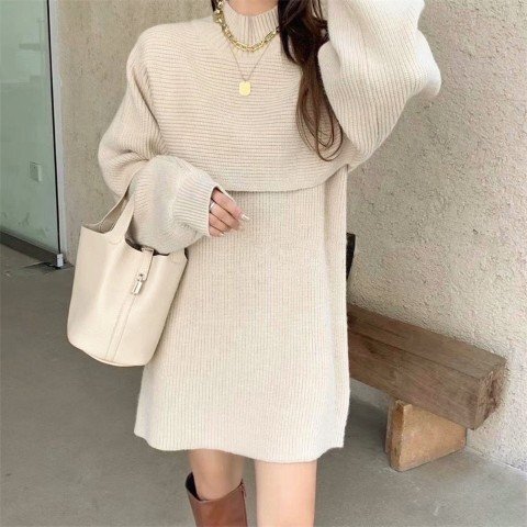 シンプルセットアップ ミニスカート セーター S ブラック