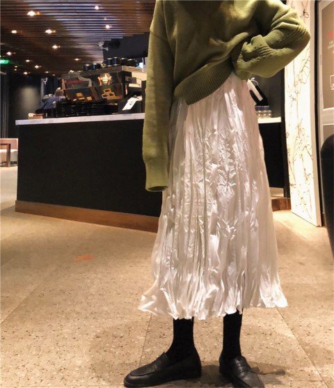 ロングスカート プリーツスカート シンプル カジュアル かわいい 清楚 お出かけ