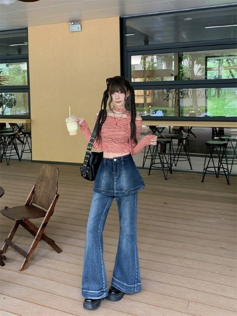 Gパン ジーパン ジーンズ 切り替え スリム 著痩せ デニム XL ブルー